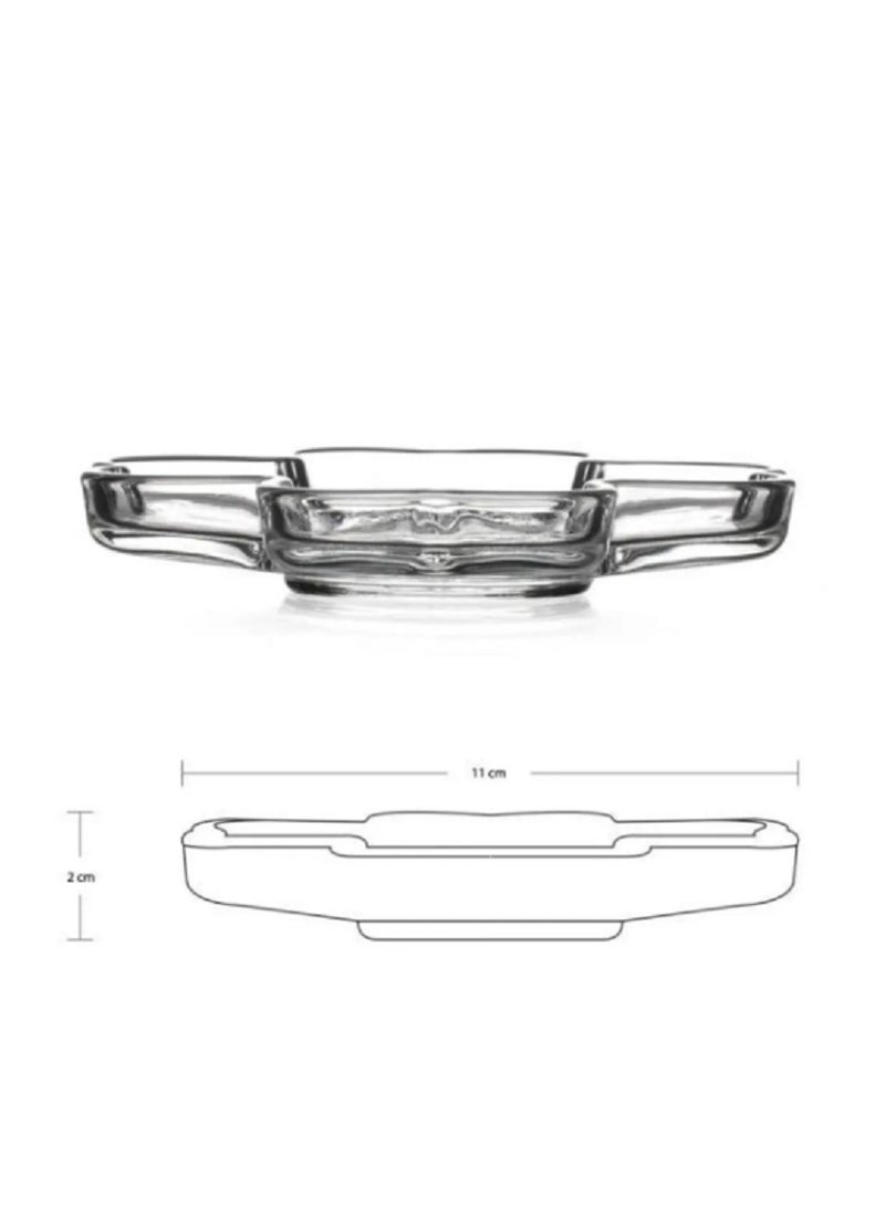 باساباتشي 6 Pieces Yonca Tea Plate Set 4-Leaf Clover Shape, 110 Mm Diameter, 18.5 Mm Height Clear - Image 3