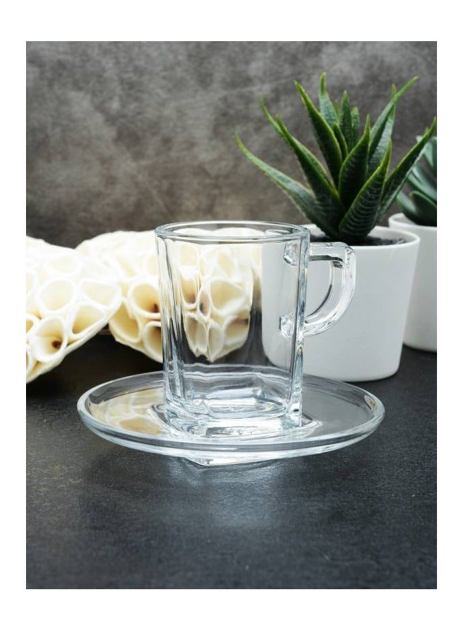 باساباتشي طقم إسبريسو كار 12 قطعة 6 قطع أكواب إسبريسو سعة 72 مل و6 قطع أطباق - Image 3