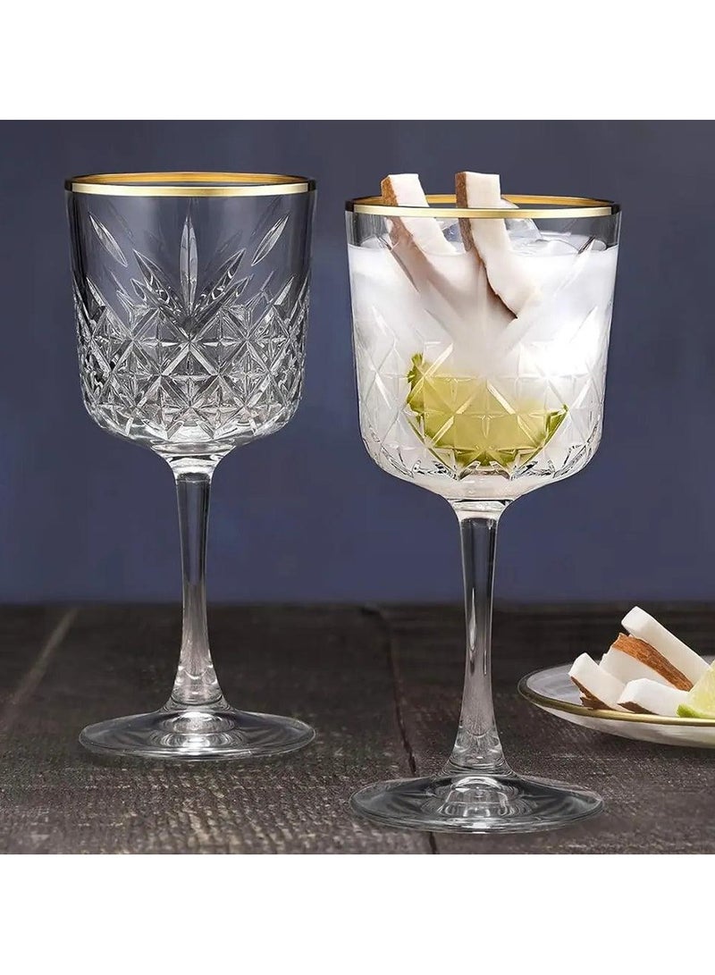 Pasabahce 4 Pieces Timeless Golden Touch Red Wine Coupe Set 330 Ml, 195 Mm Height, 97.5 Mm DiameterAnd Gold Line Clear - Image 2