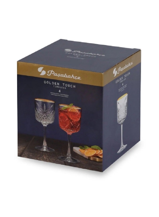 Pasabahce 4 Pieces Timeless Golden Touch Red Wine Coupe Set 330 Ml, 195 Mm Height, 97.5 Mm DiameterAnd Gold Line Clear - Image 5