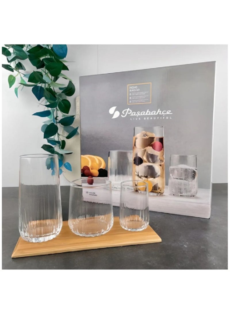 Pasabahce 18 Pieces Nova Tumbler Set 6 Pieces Long Drink Glass 360 Ml, 6 Pieces Whisky Glass 315 Ml, 6 Pieces Liqueur Glass 135 Ml Clear - Image 4