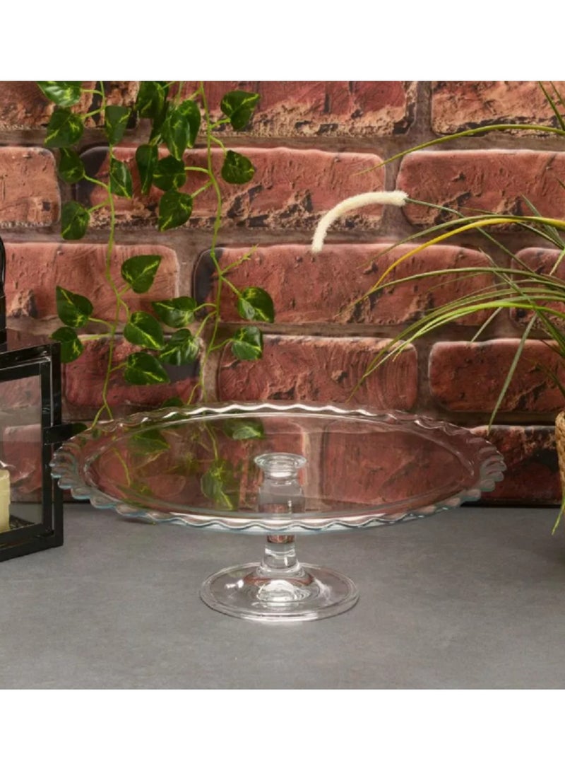 باساباتشي - Maxi Patisserie Footed Glass Serving Plate, 370 Mm Diameter, 117 Mm Height - Image 1