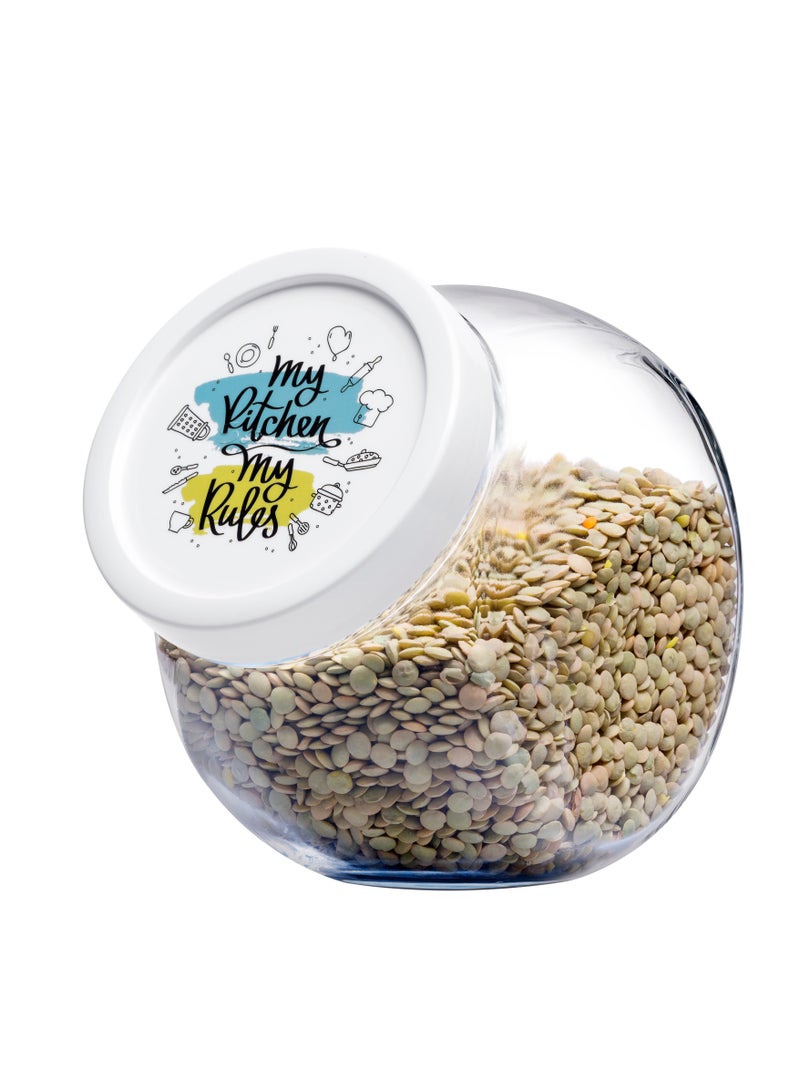 باساباتشي Bella Grafitti Glass Jar, 1500 Ml, 160 Mm Height Green