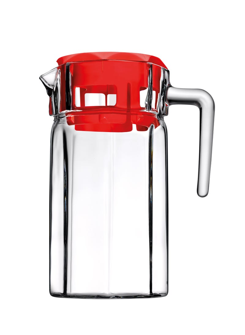 Pasabahce Kosem Glass Jug With Acrylic Lid, 1250 Ml, 219 Mm Height, 122 Mm Diameter Clear - Image 1