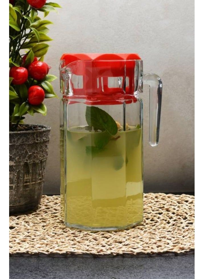 Pasabahce Kosem Glass Jug With Acrylic Lid, 1250 Ml, 219 Mm Height, 122 Mm Diameter Clear - Image 3
