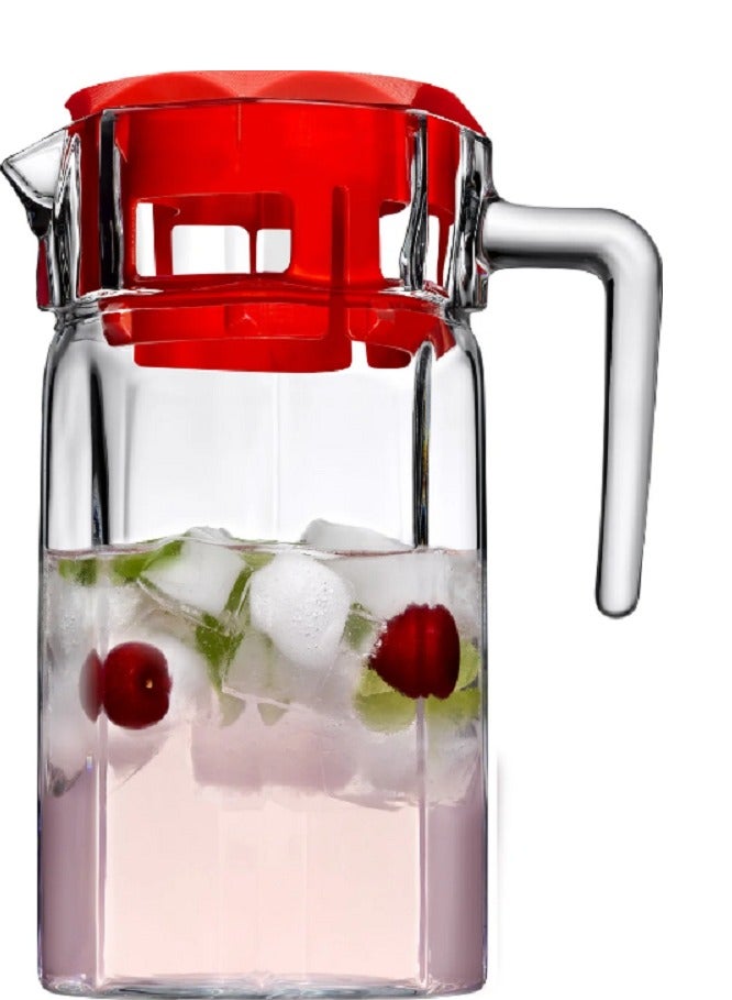 Pasabahce Kosem Glass Jug With Acrylic Lid, 1250 Ml, 219 Mm Height, 122 Mm Diameter Clear - Image 4