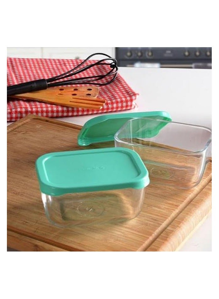 باساباتشي حاوية طعام زجاجية سنوبوكس، 760 مل، غطاء أخضر، ارتفاع 69 مم، 130 مم - Image 3