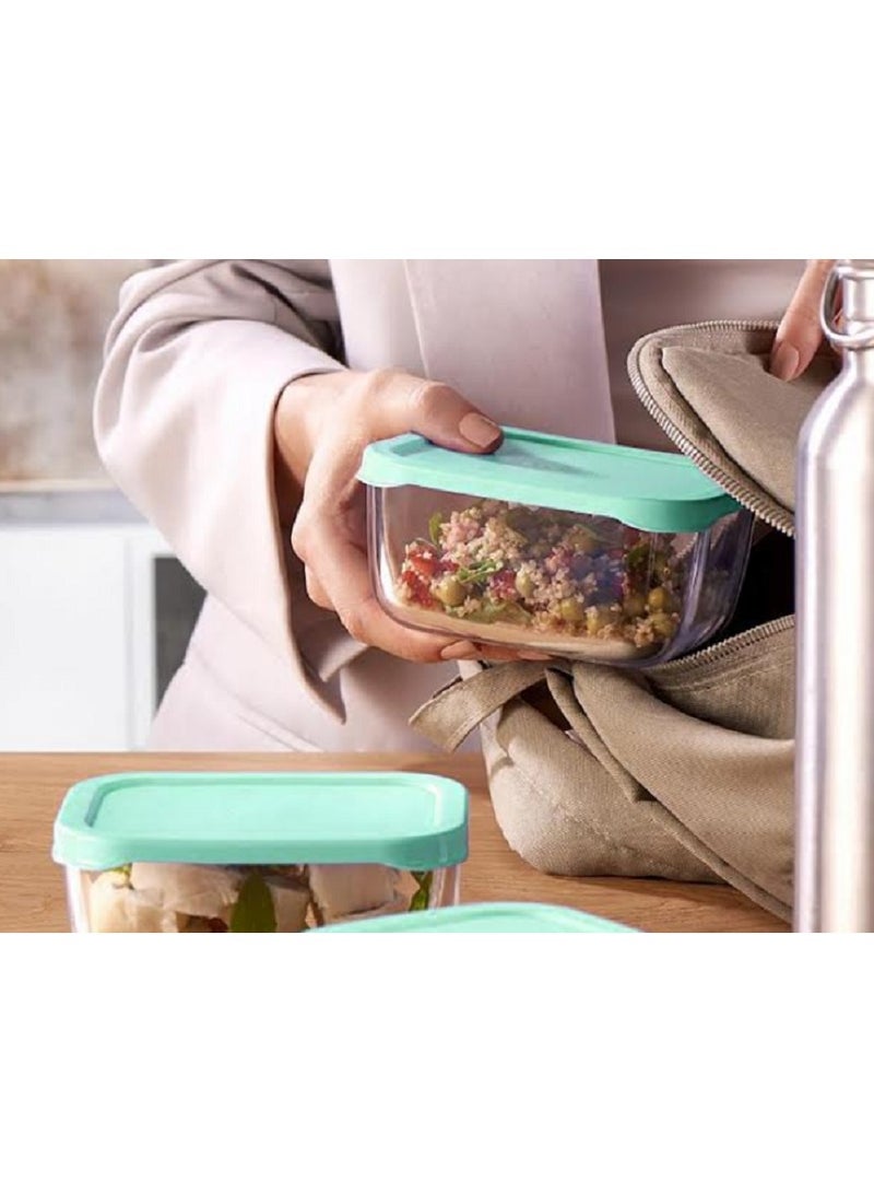 باساباتشي حاوية طعام زجاجية سنوبوكس، 760 مل، غطاء أخضر، ارتفاع 69 مم، 130 مم - Image 5