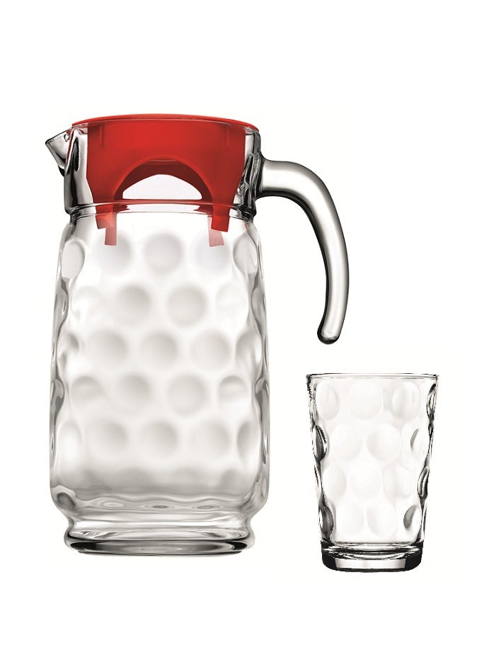 Pasabahce 7 Pieces Space Water Set 1 Pieces Jug 1650 Ml And 6 Pieces Water Glass 200 Ml Clear  - Image 1
