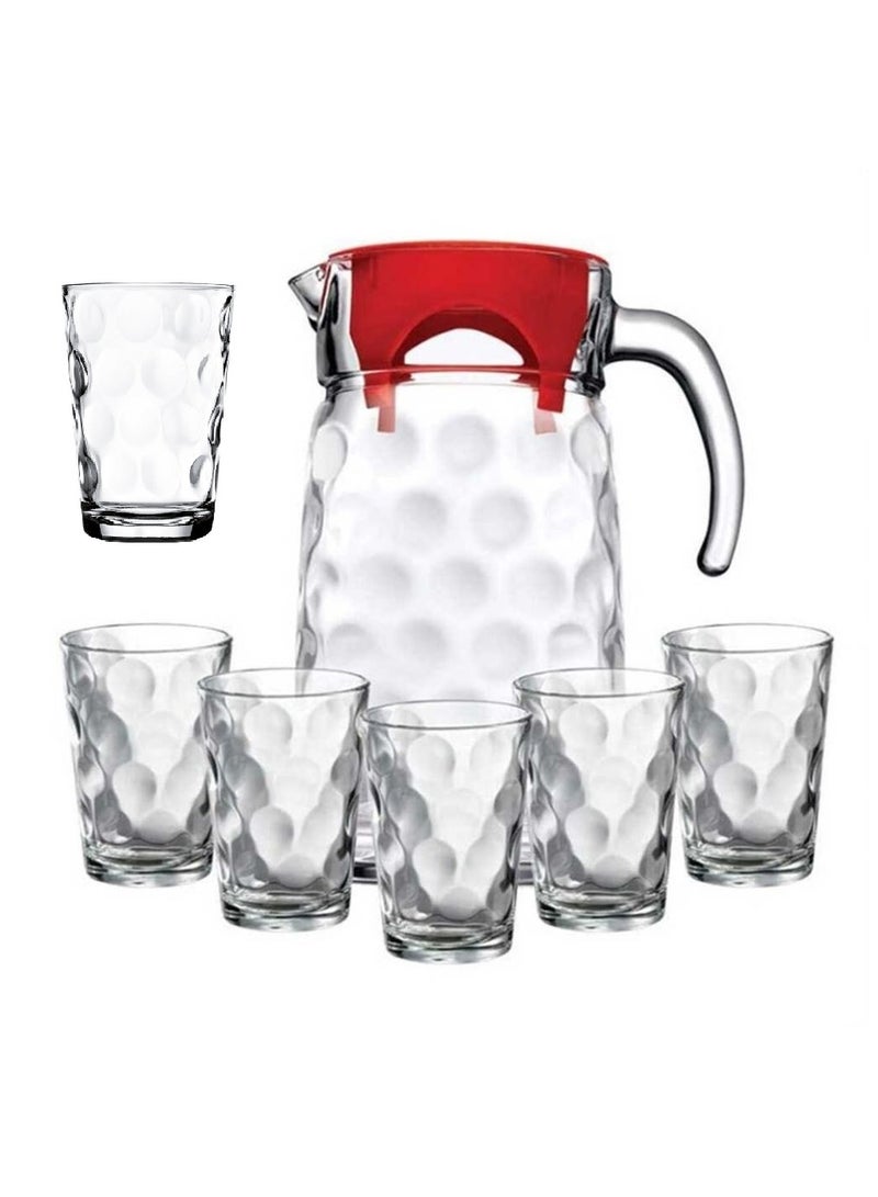 Pasabahce 7 Pieces Space Water Set 1 Pieces Jug 1650 Ml And 6 Pieces Water Glass 200 Ml Clear  - Image 2