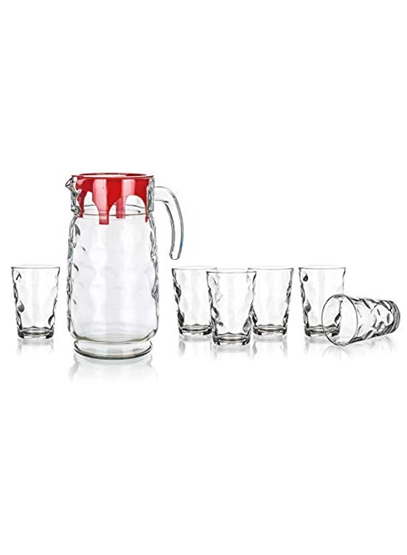 Pasabahce 7 Pieces Space Water Set 1 Pieces Jug 1650 Ml And 6 Pieces Water Glass 200 Ml Clear  - Image 3