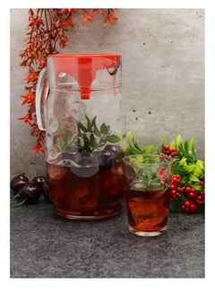 باساباتشي 7 Pieces Space Water Set 1 Pieces Jug 1650 Ml And 6 Pieces Water Glass 200 Ml Clear  - Image 5