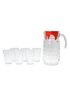 باساباتشي 7 Pieces Space Water Set 1 Pieces Jug 1650 Ml And 6 Pieces Water Glass 200 Ml Clear  - Image 4