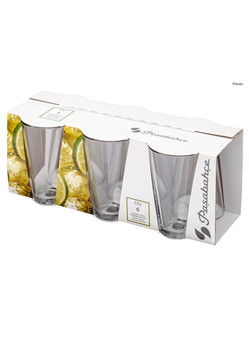 باساباتشي 6 Pieces City Long Drink Tumbler, 340 Ml, 135 Mm Height, 82 Mm Diameter Clear - Image 5