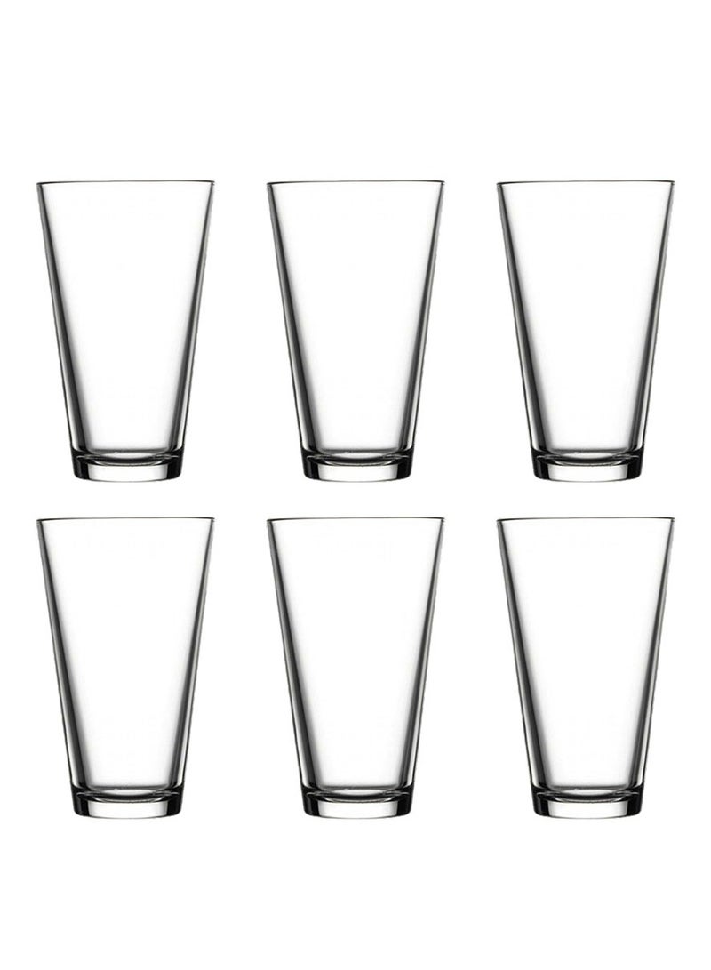 باساباتشي 6 Pieces City Long Drink Tumbler, 340 Ml, 135 Mm Height, 82 Mm Diameter Clear - Image 1