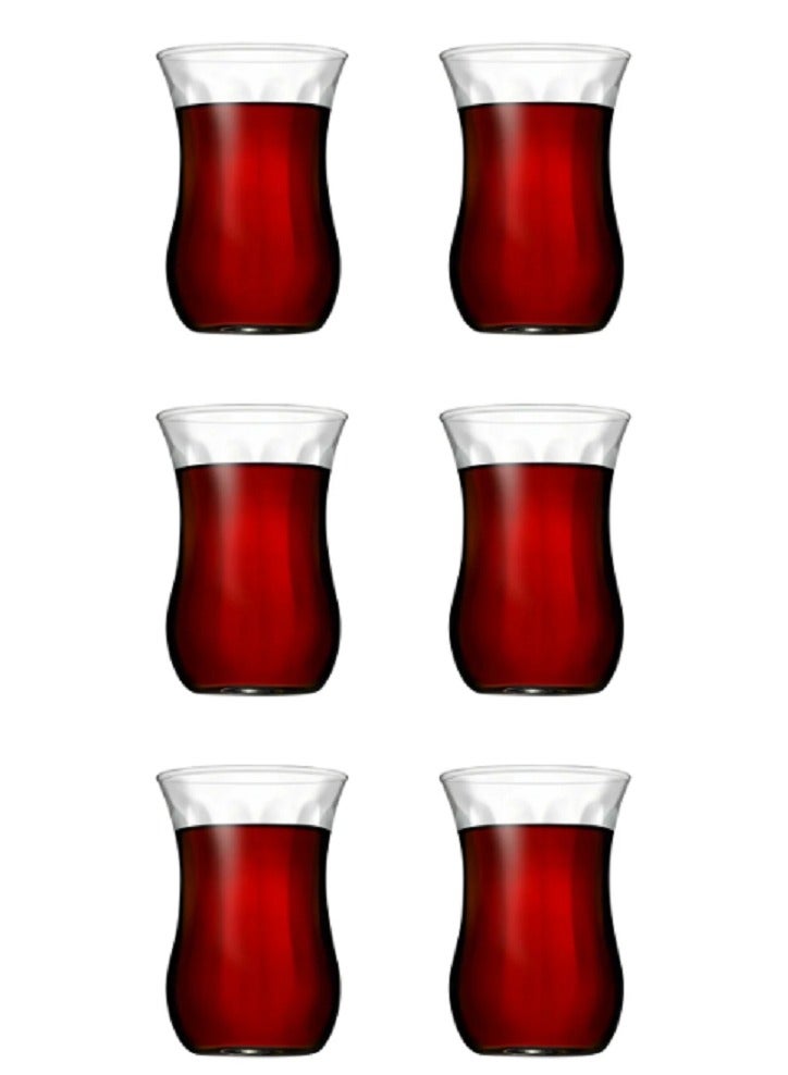 Pasabahce 6 Pieces Uskudar Tea Cup Set Optical Design, 120 Ml Clear - Image 4