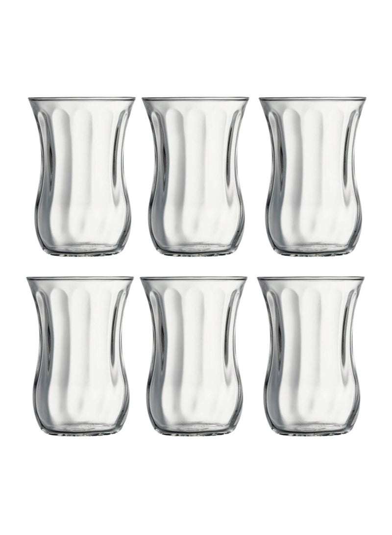 Pasabahce 6 Pieces Uskudar Tea Cup Set Optical Design, 120 Ml Clear - Image 2