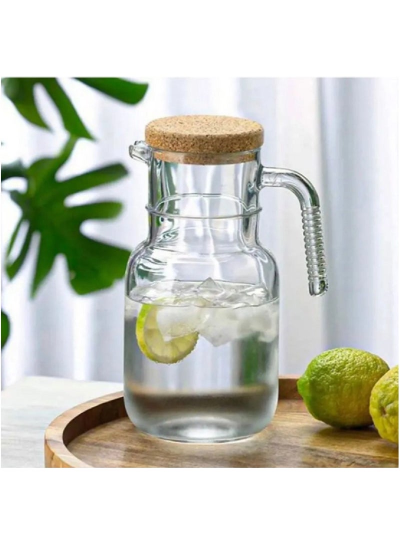 باساباتشي - Hoop Glass Jug With Cork Lid, 1500 Ml, 224 Mm Height, 103 Mm Diameter Clear - Image 1