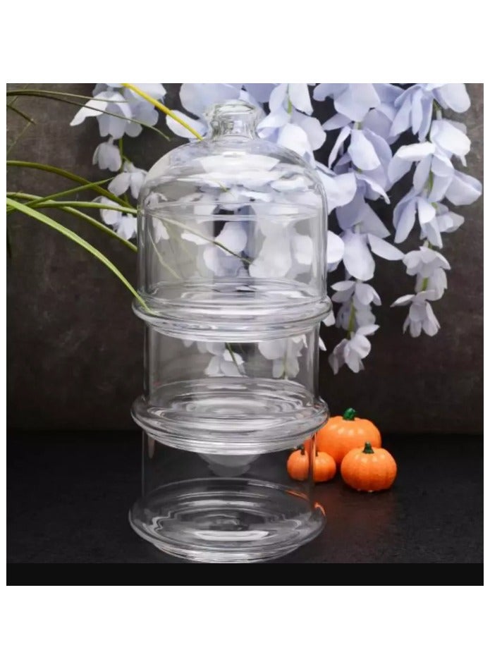 باساباتشي - 3-Layer Villa Patisserie Glass Service Bowl And Dome, 3X505 Ml, 261 Mm Height, 94 Mm Diameter - Image 1