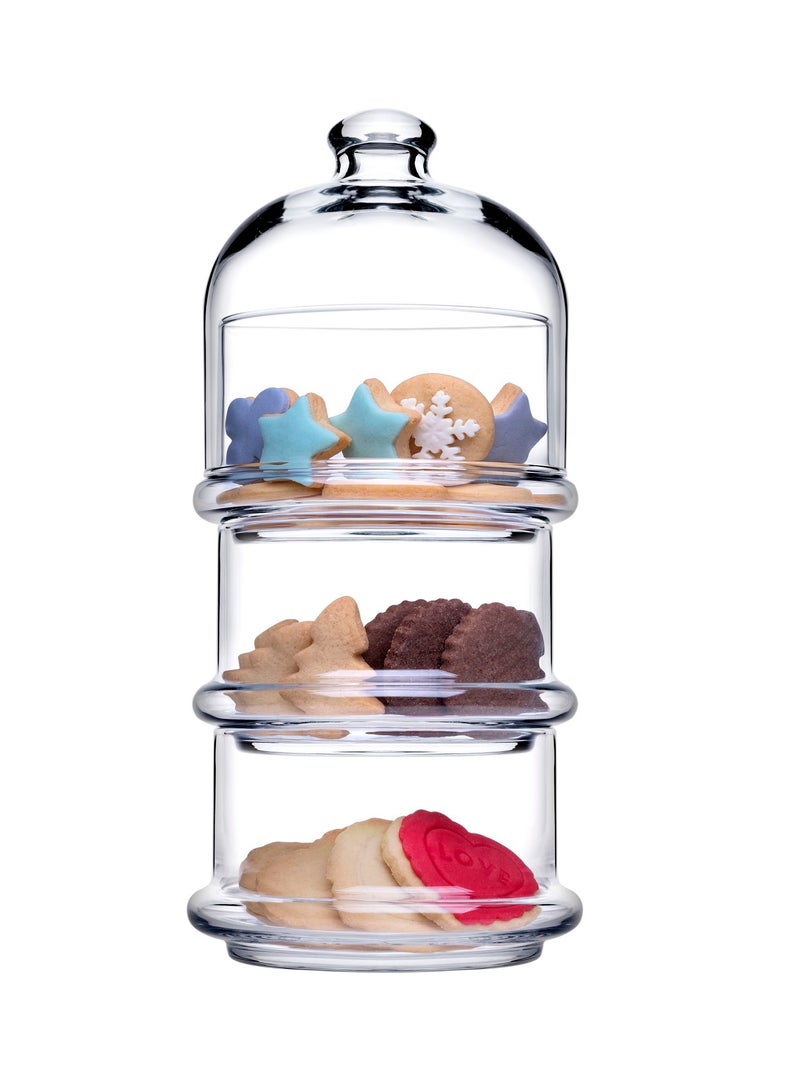 باساباتشي - 3-Layer Villa Patisserie Glass Service Bowl And Dome, 3X505 Ml, 261 Mm Height, 94 Mm Diameter - Image 1