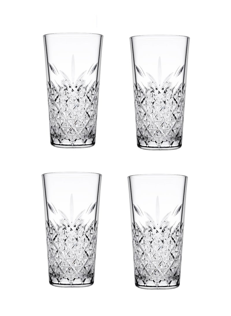 Pasabahce 4 Pieces Timeless Long Drink Tumbler, 470 Ml, 159 Mm Height, 85.5 Mm Diameter, Fully Tempered, Stackable Clear - Image 2