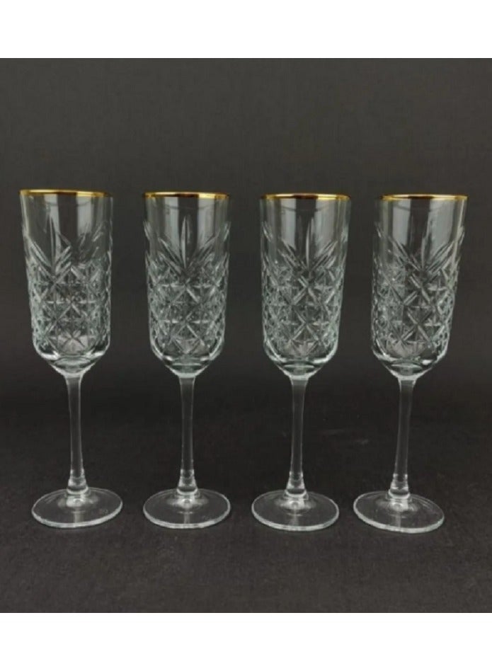 Pasabahce 4 Pieces Timeless Golden Touch Champagne Flute Set 175 Ml, 225 Mm Height, 60 Mm DiameterAnd Gold Line Clear - Image 4