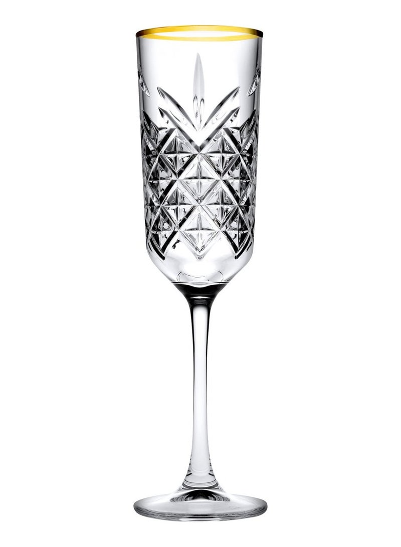 Pasabahce 4 Pieces Timeless Golden Touch Champagne Flute Set 175 Ml, 225 Mm Height, 60 Mm DiameterAnd Gold Line Clear - Image 1