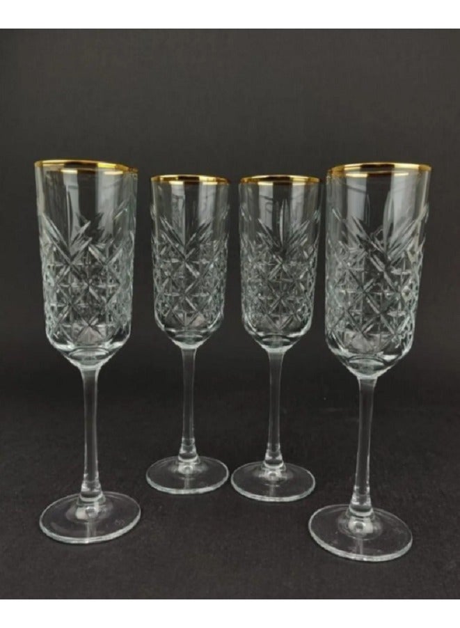 Pasabahce 4 Pieces Timeless Golden Touch Champagne Flute Set 175 Ml, 225 Mm Height, 60 Mm DiameterAnd Gold Line Clear - Image 5