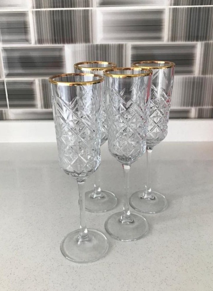 Pasabahce 4 Pieces Timeless Golden Touch Champagne Flute Set 175 Ml, 225 Mm Height, 60 Mm DiameterAnd Gold Line Clear - Image 3