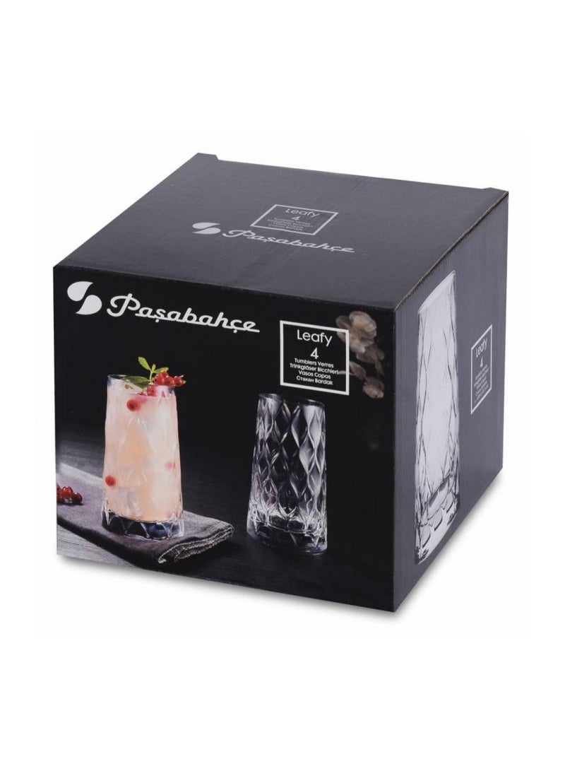 Pasabahce 4 Pieces Leafy Long Drink Glass Set 450 Ml Clear - Image 3