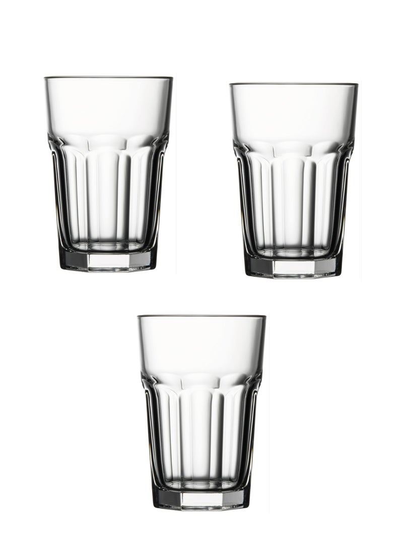 باساباتشي طقم كؤوس شراب طويلة كازابلانكا 3 قطع سعة 355 مل، ارتفاع 122 مم، قطر 83 مم، مقسّى بالكامل - Image 1