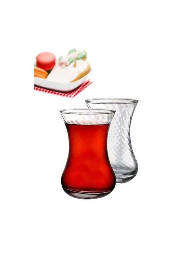 Pasabahce 6 Pieces Ince Belli Tea Cup Set Optical Design, 125 Ml Clear - Image 5
