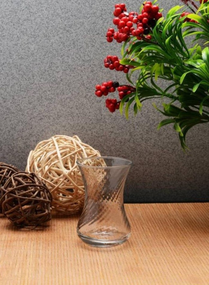 Pasabahce 6 Pieces Ince Belli Tea Cup Set Optical Design, 125 Ml Clear - Image 2