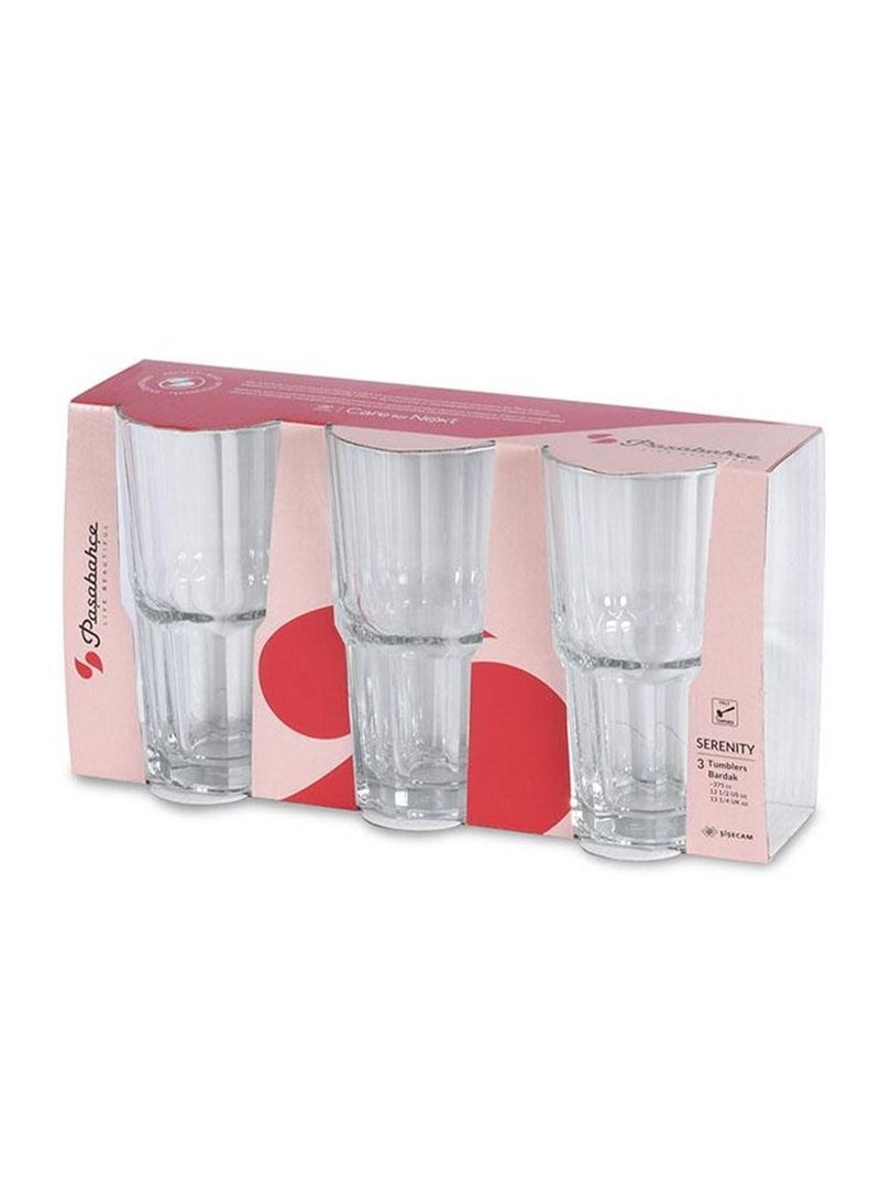 Pasabahce 3 Pieces Serenity Long Drink Glass Set 375 Ml, 150 Mm Height, 82 Mm Diameter Clear - Image 4