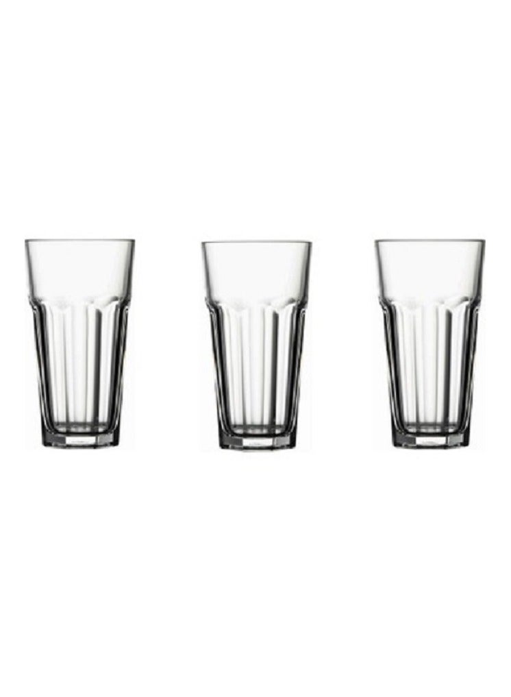 Pasabahce 3 Pieces Casablanca Long Drink Glass Set 365 Ml, 148 Mm Height, 80 Mm Diameter, Fully Tempered Clear - Image 1