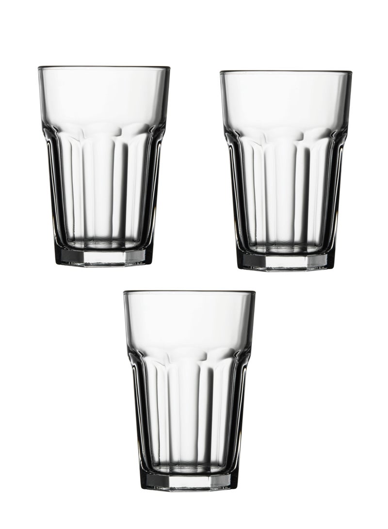 باساباتشي طقم كؤوس شراب طويلة كازابلانكا 3 قطع سعة 415 مل، ارتفاع 130 مم، قطر 87 مم، مقسّى بالكامل - Image 1
