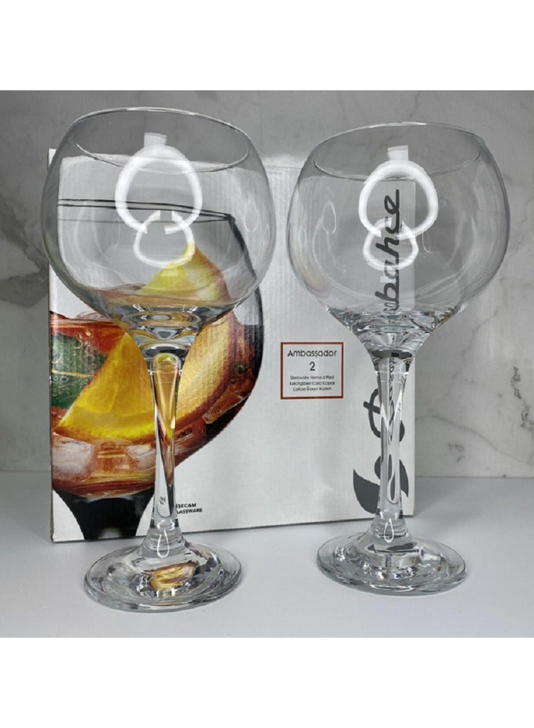 باساباتشي 2 Pieces Ambassador Burgundy, Large Wine Glass, 790 Ml, 232 Mm Height, 95 Mm Diameter Clear  - Image 5