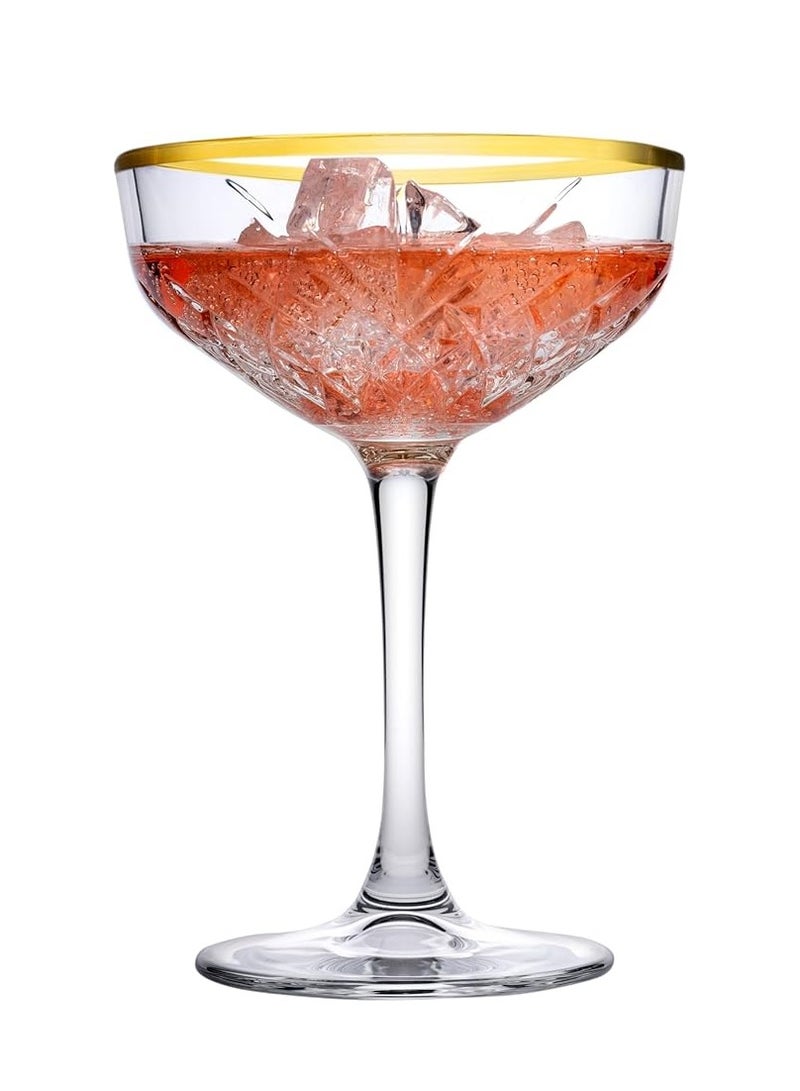 باساباتشي 4 Pieces Timeless Golden Touch Champagne Coupe Set 255 Ml, 157 Mm Height, 110 Mm DiameterAnd Gold Line Clear  - Image 2