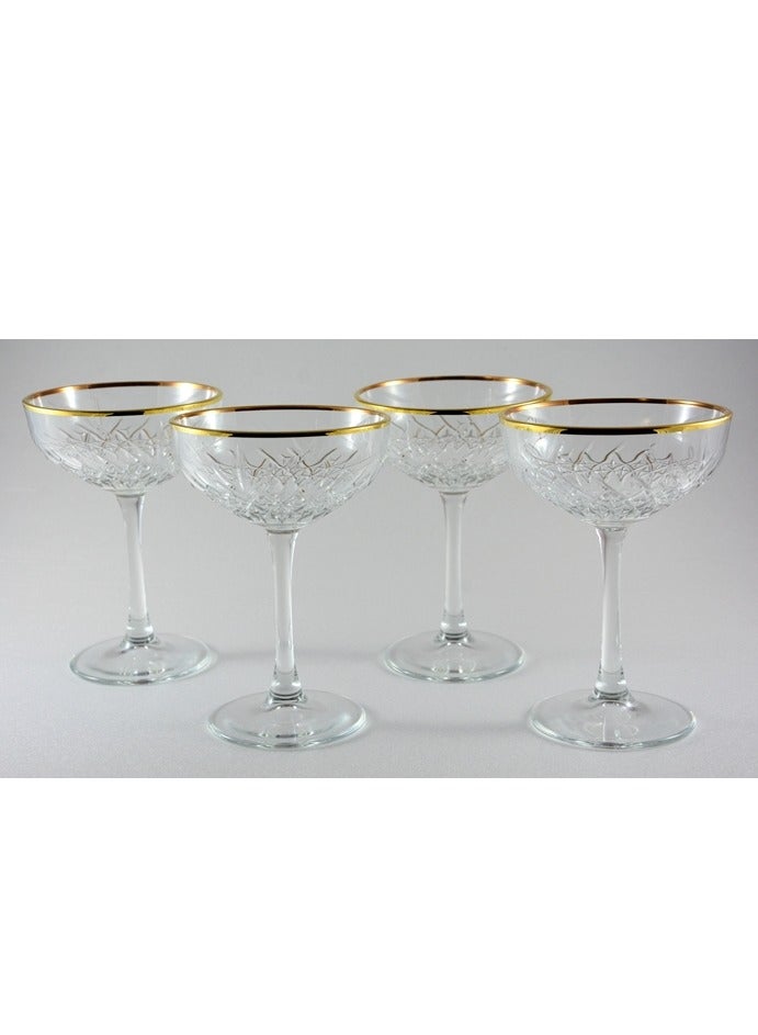 باساباتشي 4 Pieces Timeless Golden Touch Champagne Coupe Set 255 Ml, 157 Mm Height, 110 Mm DiameterAnd Gold Line Clear  - Image 5