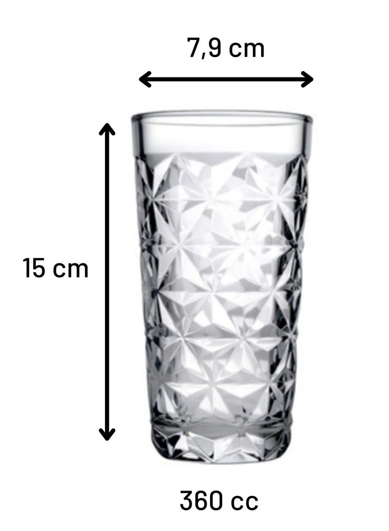 Pasabahce 4 Pieces Estrella Long Drink Tumbler, 360 Ml, 150 Mm Height, 85 Mm Diameter Clear - Image 3