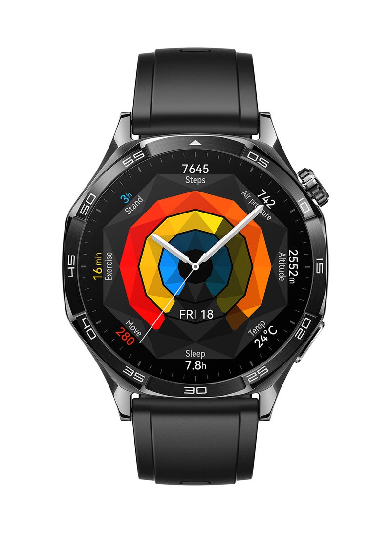HUAWEI Watch GT 5 46mm Smartwatch, up to 14 Days Battery Life, All-new Running and Cycling Experience, Sharp-Edged Design Watch, Health Tracking, Compatible with iOS and Android - Fluoroelastomer Strap Black - Image 2