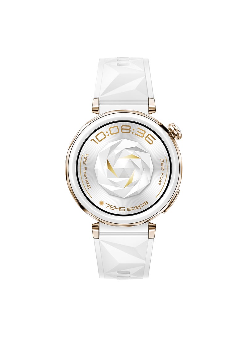 HUAWEI WATCH GT 5 Pro 42mm Smartwatch, Sharp-Edged Design Watch, up to 7 Days Battery Life, Pro-level Sports, iOS and Android + FreeBuds 5i Earbuds + Strap + Extra 3 Months Warranty White Fluroelastomer - Image 2