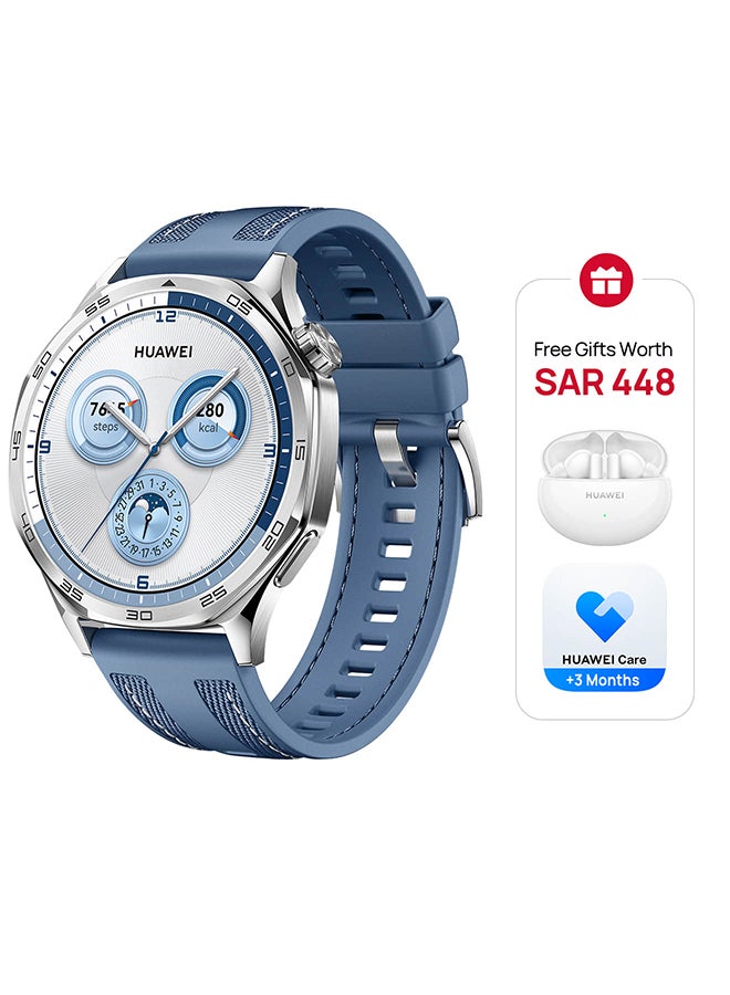 Watch GT 5 46mm Smartwatch, up to 14 Days Battery Life, All-new Running and Cycling Experience, Sharp-Edged Design Watch, Health Tracking, iOS and Android + FreeBuds 5i Earbuds Blue 