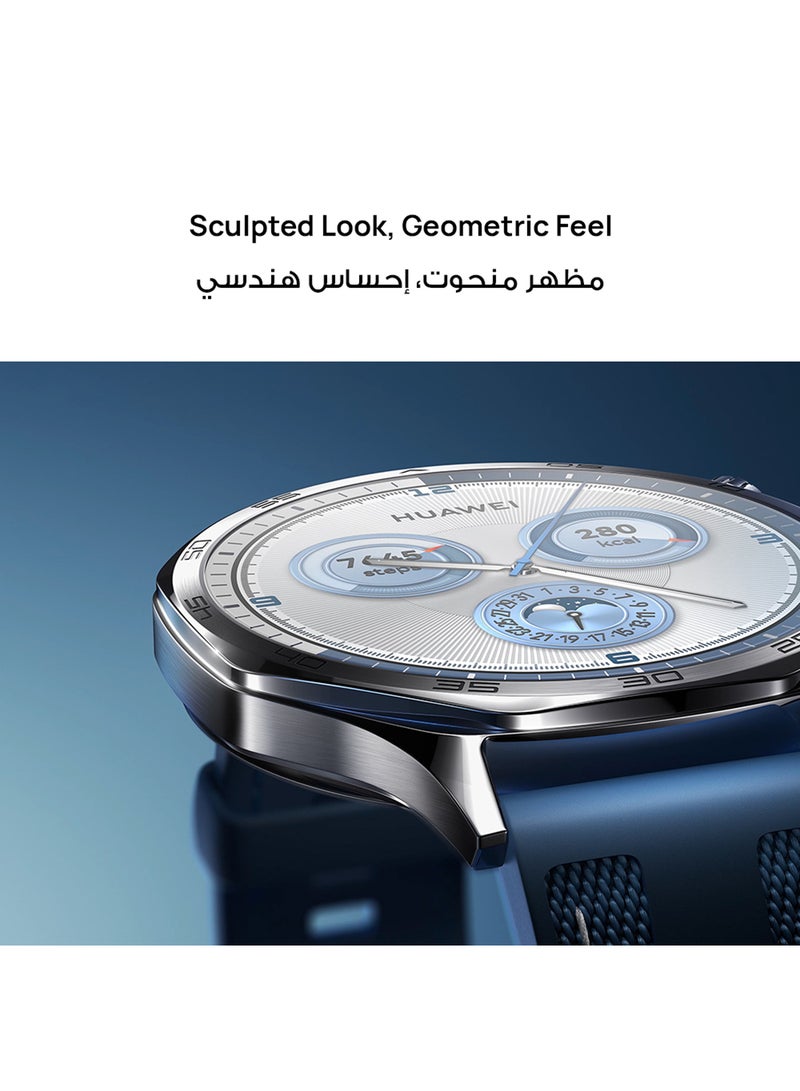 HUAWEI - WATCH GT 5 46mm Smartwatch, up to 14 Days Battery Life, All-new Running and Cycling Experience, Sharp-Edged Design, iOS and Android + FreeBuds 5i Earbuds and Extra 3 Months Warranty Blue - Image 1