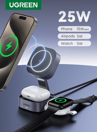 2 In 1 Magnetic Wireless Charger Foldable and Portable for iPhone 16 15 Series /Airpods Charger Wireless Qi For Smart Watch Compatible with Apple iWatch Huawei GT Xiaomi Sport Bluetooth Earbuds Headphones Black - pnsku/N70107736V/45/_/1725679940/94569201-6314-40d7-92a9-695851fef484