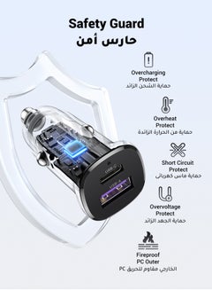 30W Car Charger Type C Dual Ports USB Car Adapter Fast Charging Fireproof Material USB A+ USB C Compatible With PD3.0 PPS QC4.0 iPhone 16 15 14 Pro Max Samsung Galaxy S23 S22 S21 Ultra Huawei Xiaomi Black - pnsku/N70107737V/45/_/1725679953/7709a8ac-9a67-40b5-a6c2-4802bb7b4a50