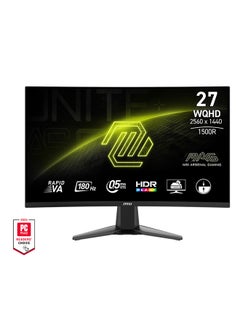 MSI MAG 27CQ6F Gaming Monitor, 27" WQHD Rapid VA Panel, 180Hz Refresh Rate, 2560 x 1440 Resolution, 0.5ms (GtG) Response Time, 1500R Curvature, AMD FreeSync, 1.07B Colors Black  - Image 1