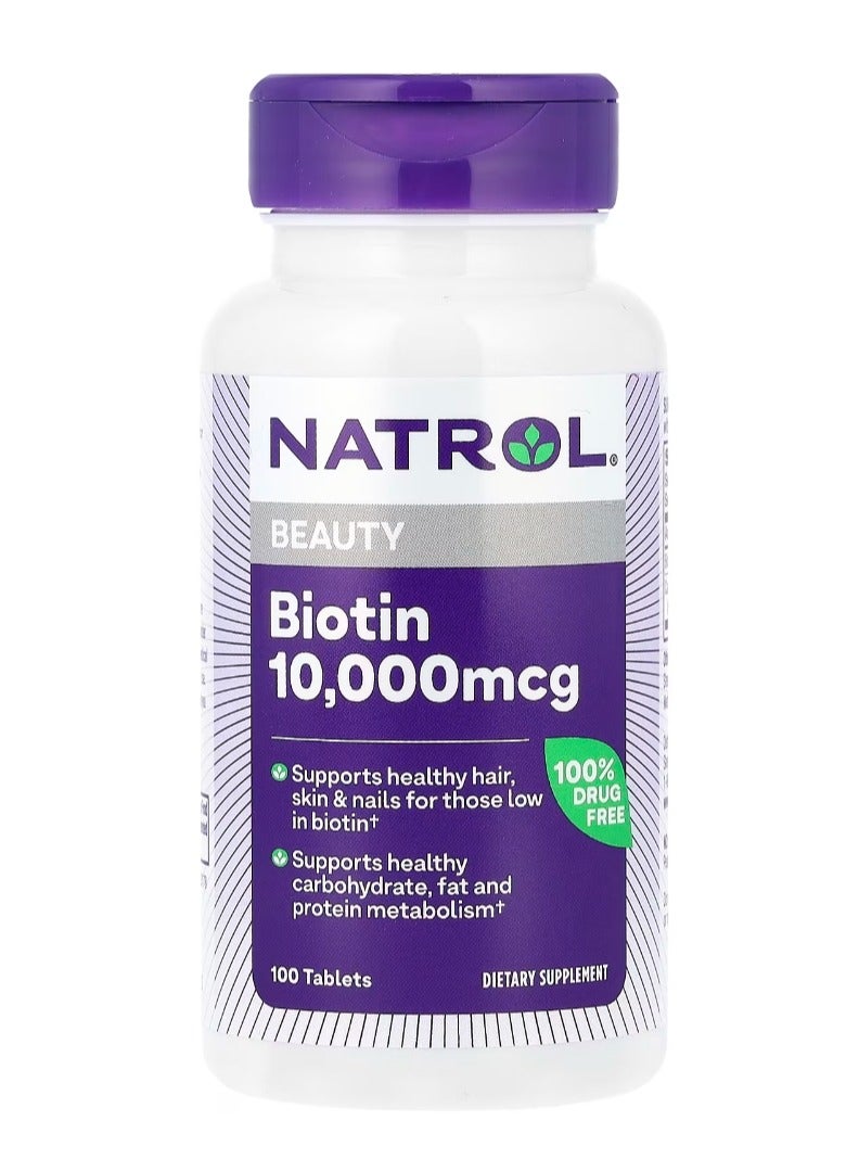 Natrol Beauty Biotin 10000 mcg - 100 Tablets - Image 1