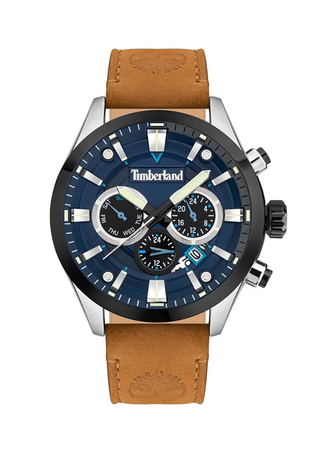 تمبرلاند Tidemark Men's Watch 46mm Analog Blue Dial Leather Strap