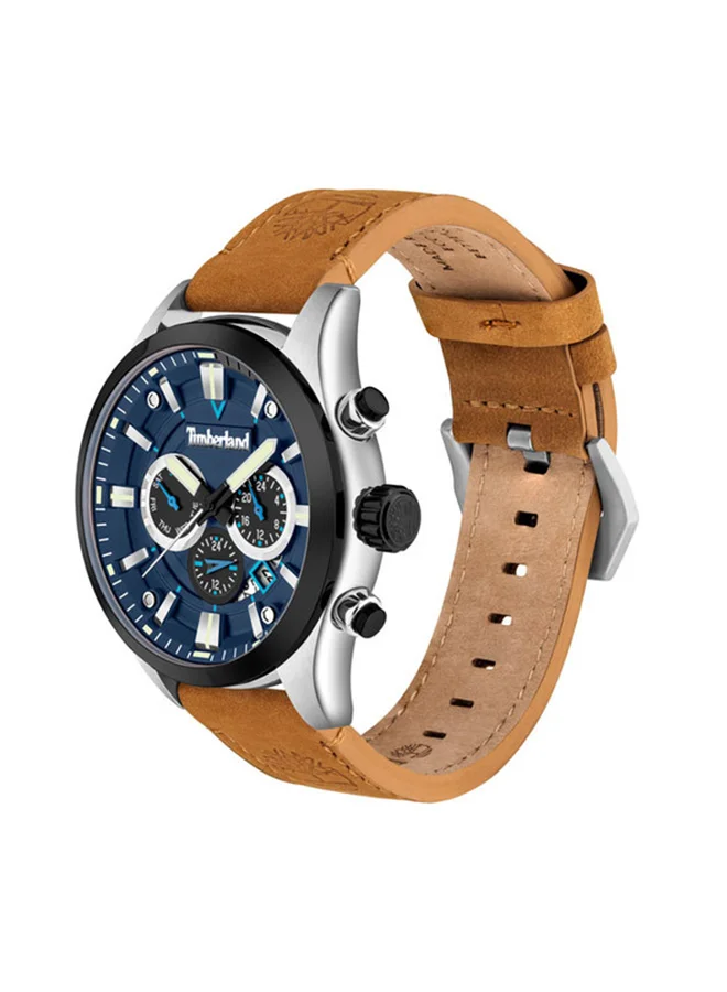 تمبرلاند Tidemark Men's Watch 46mm Analog Blue Dial Leather Strap
